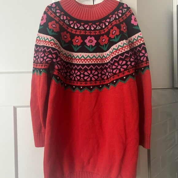 Hanna Andersson Other - Hanna Andersson Red and Pink Patterned girls sweater dress